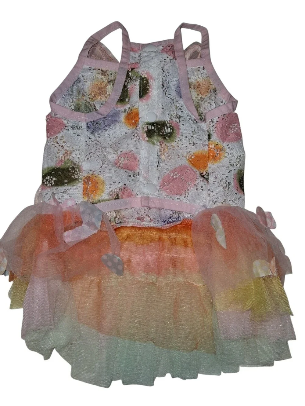 Pet Butterfly Fairy Tutu Dress Pastel Orange Pink Dog Cat Costume Apparel XL